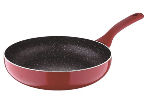 Bergner Bellini Plus 5 Layer Marble Non Stick Frypan, 24 cm, Induction Base, Soft Touch Handle, Food Safe (PFOA Free), Thickness 3.2mm, Red